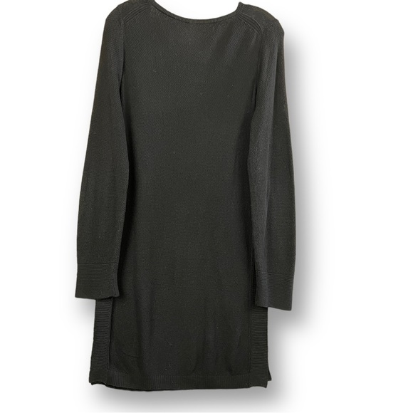 Anthropologie Moth Black Cotton Linen Rib Stitch Split Sweater Tunic Top Size M - Picture 6 of 11